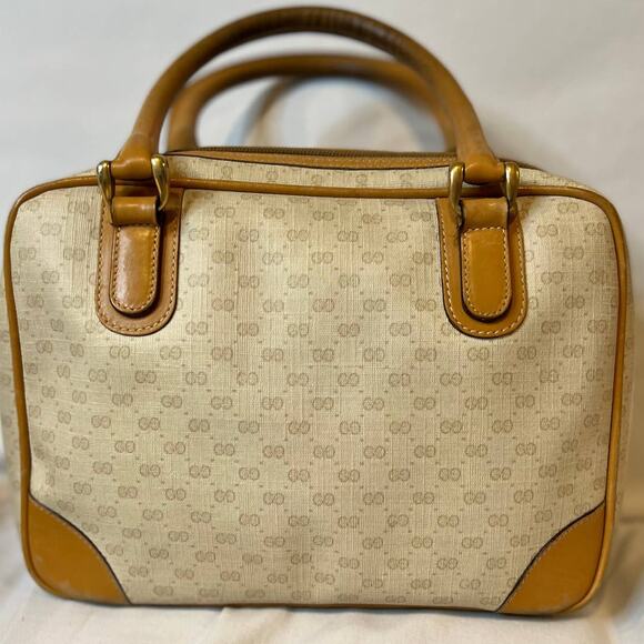 Vintage Gucci Bone Waxed Canvas Insignia Handbag with serial number! - Picture 2 of 15